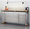 TRINITY 66" Stainless Steel Rolling Workbench with Clampable Raised Top