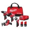 Milwaukee M12 FUEL 12-Volt Lithium-Ion Brushless Cordless Combo Kit (4-Tool) with Two 2.5Ah Batteries, Charger, and Bag