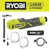 RYOBI USB Lithium Cordless High Pressure Portable Inflator Kit with 2.0 Ah USB Lithium Battery and Cable