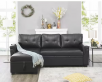78 in W Black, Reversible Faux Leather Sleeper Sectional Sofa Storage