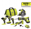 ONE+ 18V Cordless 6-Tool Combo Kit with 1.5 Ah Battery, 4.0 Ah Battery, and Charger
