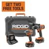 RIDGID 18V Brushless 2-Tool Combo Kit with 6.0 Ah and 4.0 Ah MAX Output Batteries, Charger, and Hard Case