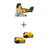 DEWALT 20V MAX XR Lithium-Ion Cordless Barrel Grip Jigsaw with 2x 5Ah MAX XR Batteries