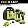 RYOBI ONE+ HP 18V BL Compact Drill and Driver Kit w/ (2) 1.5Ah Batteries, Charger and Bag + 2.0Ah Battery