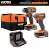 RIDGID 18V SubCompact Brushless 2-Tool Combo Kit with Drill/Driver, Impact Driver, (2) 2.0 Ah Batteries, Charger & Bag
