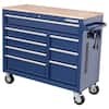 Husky 42 in. W x 18.1 in. D 8-Drawer Blue Mobile Workbench Cabinet with Solid Wood Top (Blue or Red)