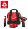 Milwaukee M12 12V Cordless 3/8 in. Ratchet and Screwdriver Combo Tool Kit