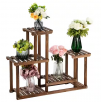 28 in. Tall Indoor/Outdoor Pine Wood Plant Stand (4-Layers)