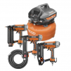 Ridgid 6-Gallon Portable Electric Pancake Air Compressor with 3x Nailer/Stapler