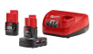 Milwaukee M12 12-Volt Lithium-Ion 4.0 Ah and 2.0 Ah Battery Packs and Charger Starter Kit