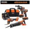 Select Home Depot Stores: RIDGID 18V Brushless Cordless 4-Tool Combo Kit(valid In-Store Only)