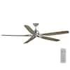 Hampton Bay Danetree 72 in. Indoor/Outdoor Brushed Nickel Ceiling Fan with Hand Carved Wood Blades and Remote Control