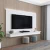 HOMESTOCK White Wall Mounted Floating Entertainment Center Fits TV up to 65 in.