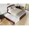 Warren 60-1/4 in. W Walnut Queen Wood Frame with Twin XL Pull Out Trundle Bed Footboard a USB Charger