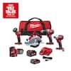 Milwaukee M18 18V Lithium-Ion Cordless Combo Kit (5-Tool) with 2-Batteries, Charger and Tool Bag
