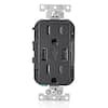 Leviton 3.6A USB Dual Type A In-Wall Charger with 15 Amp Tamper-Resistant Outlets, Black