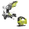 RYOBI ONE+ 18V Cordless 2-Tool Combo Kit (7 1/4 Miter Saw + Jigsaw + 2ah Battery) $159,  Tools Only $101.94
