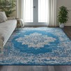 Nourison Grafix 8 X 10 (ft) Blue Indoor Medallion French Country Area Rug