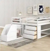 Harper & Bright Designs Functional Loft Bed with Cabinets, Drawers, and Staircase