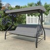 VEIKOUS 2-In-1 Convertible Swing 3-person Gray Steel Outdoor Swing