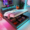 Harper & Bright Platform Bed with LED Lights Hydraulic Storage & Headboard: Queen for $357.07, Full for $331.2