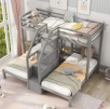 Harper & Bright Designs Gray Twin over Twin and Twin Bunk Bed