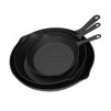 Home-Complete Pre-Seasoned 3-Piece Cast Iron Skillet Set in Black
