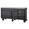 Husky 72 in. W x 24 in. D Heavy Duty 15-Drawer Mobile Workbench Cabinet Chest with Stainless Steel Top in Matte Black