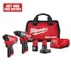 Milwaukee M12 Hammer Drill and Impact Driver Combo Kit w/ 2x 2 Ah + 5.0 Ah Battery $199, Kit w/ 2x 2 Ah Batteries $124.5