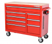 Husky 42 in. W x 18.1 in. D 8-Drawer Red Mobile Workbench Cabinet with Solid Wood Top