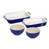 Staub Ceramics 4 Piece Baker Set (Dark Blue, Cherry or White)