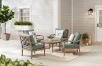 Hampton Bay Lakewood 5-Piece Eucalyptus Patio Chat Set with CushionGuard Spa Cushions