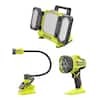 RYOBI ONE+ 18V 3-Tool Lighting Kit with Hybrid Panel Light, Spotlight and Flexible Clamp Light(Tools Only, PCL1308B)