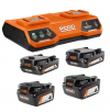RIDGID 18V Dual Port Simultaneous Charger with (2) 2.0 Ah Batteries, (2) 4.0 Ah Batteries