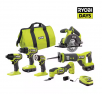 RYOBI ONE+ 18V Cordless 6-Tool Combo Kit with 1.5 Ah Battery, 4.0 Ah Battery, and Charger