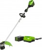 Greenworks 80V 16" Brushless Straight Shaft Grass Trimmer w/ 2x 2Ah Batteries & Charger-Black/Green