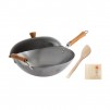 Joyce Chen 14" Uncoated Carbon Steel Flat Bottom Wok Set - 4 Piece