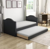 Boyd Sleep Messina Contemporary Upholstered Charcoal Linen Twin Size Daybed with Trundle