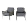 Hampton Bay Tolston Wicker Outdoor Patio Stationary Lounge Chairs with CushionGuard Charcoal Cushions (2-Pack)