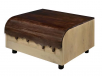 THE URBAN PORT 36 in. Walnut Brown and Oak White Square Mango Wood Coffee Table with Drip Design