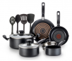 T-fal 12pc Simply Cook Nonstick Cookware Set Charcoal Black