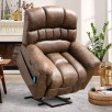 Latitude Run 42" Wide Extra Large Microfiber Power Reclining Heated Massage Chair (Brown Faux Leather)