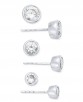 On 34th 3-Pc. Set Cubic Zirconia Stud Earrings  (Silver)