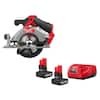 Milwaukee M12 FUEL 12V Lithium-Ion Brushless 5-3/8 in. Cordless Circular Saw with M12 XC 5.0 Ah Battery (2-Pack)