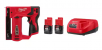 Milwaukee M12 12V Lithium-Ion Cordless 3/8" Crown Stapler with M12 Compact 2.0 Ah Battery(2-Pack)Starter Kit and Charger