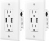 Insignia - 2 Pack - 2-Outlet In-Wall Outlet with 2 USB Ports - White