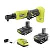 RYOBI ONE+ 18V Lithium-Ion 4.0 Ah Battery, 2.0 Ah Battery, and Charger Kit with ONE+ Cordless 3/8 in. Ratchet
