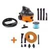 RIDGID 4 Gallon 5.0 Peak HP Portable Shop Vac Wet Dry Vacuum with Fine Dust Filter,Hose,Accessories and Car Cleaning Kit