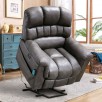 Latitude Run 41.3" Wide Extra Large Microfiber Power Reclining Heated Massage Chair (Gray Faux Leather)