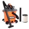 RIDGID 16 Gallon 5.0 Peak HP NXT Shop Vac Wet Dry Vacuum w/ General Debris Filter, Locking Hose & Accessory Attachments